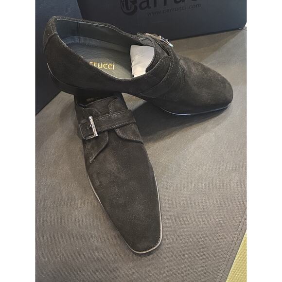 Garrucci Men Black Suede Shoes Hand Made Monk Strap Loafer US10.5D main image 5
